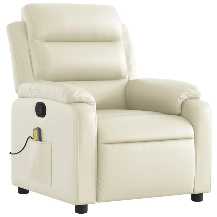 Fauteuil de massage inclinable crème similicuir - 3
