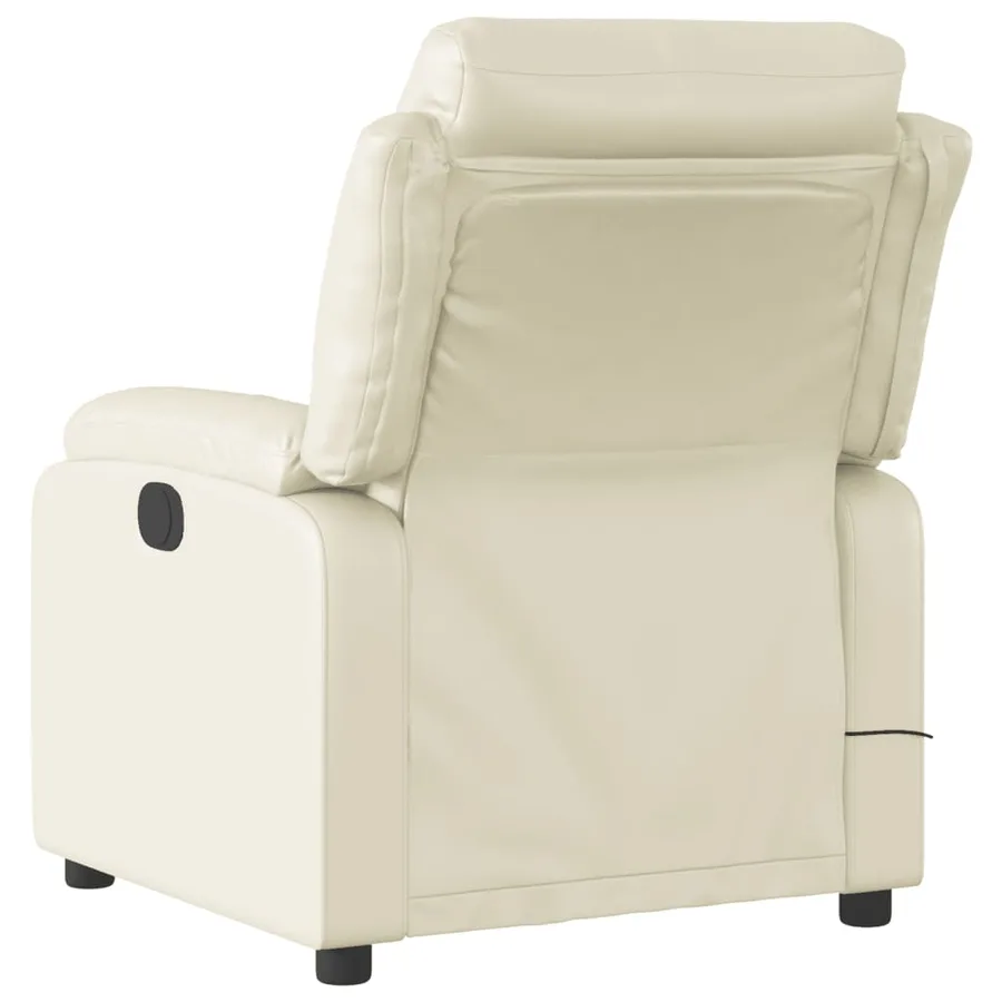 Fauteuil de massage inclinable crème similicuir - 4