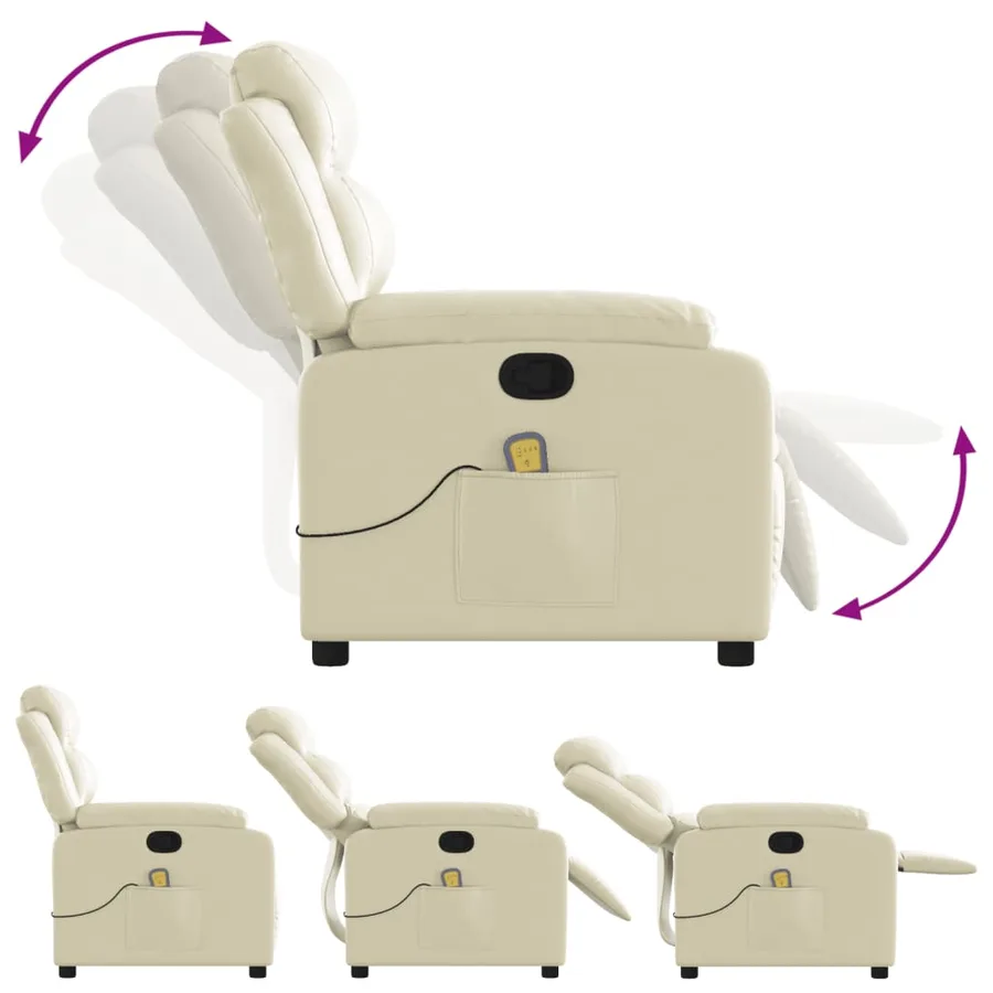 Fauteuil de massage inclinable crème similicuir - 5