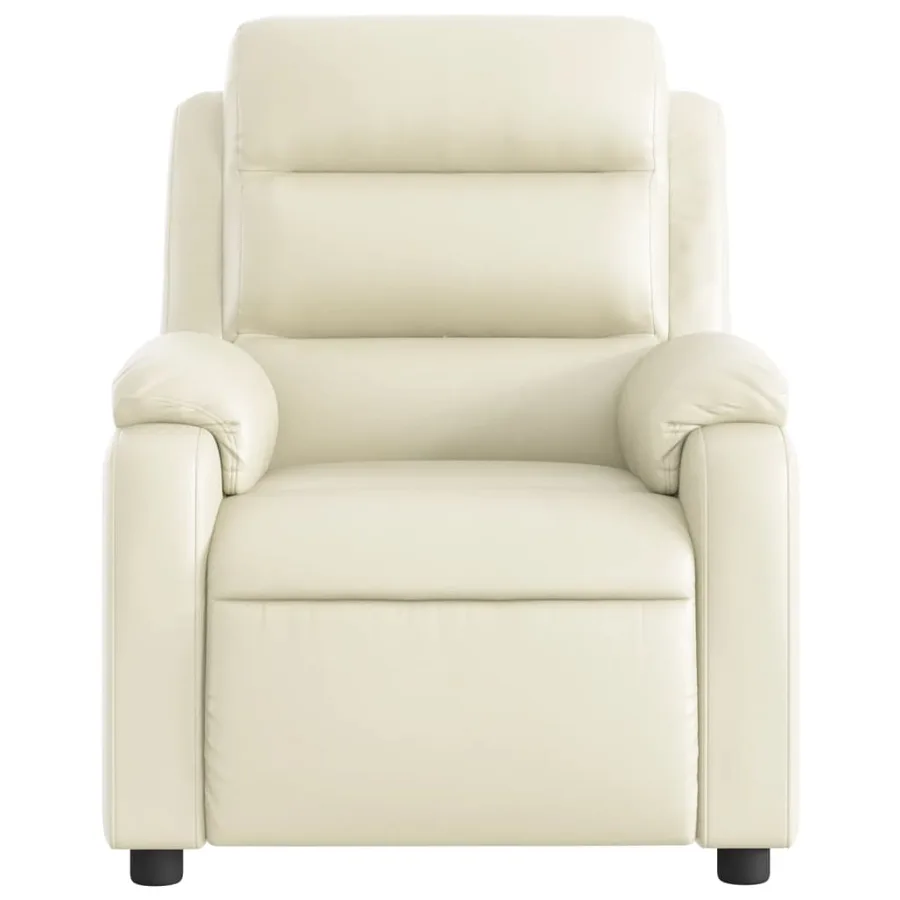 Fauteuil de massage inclinable crème similicuir - 7