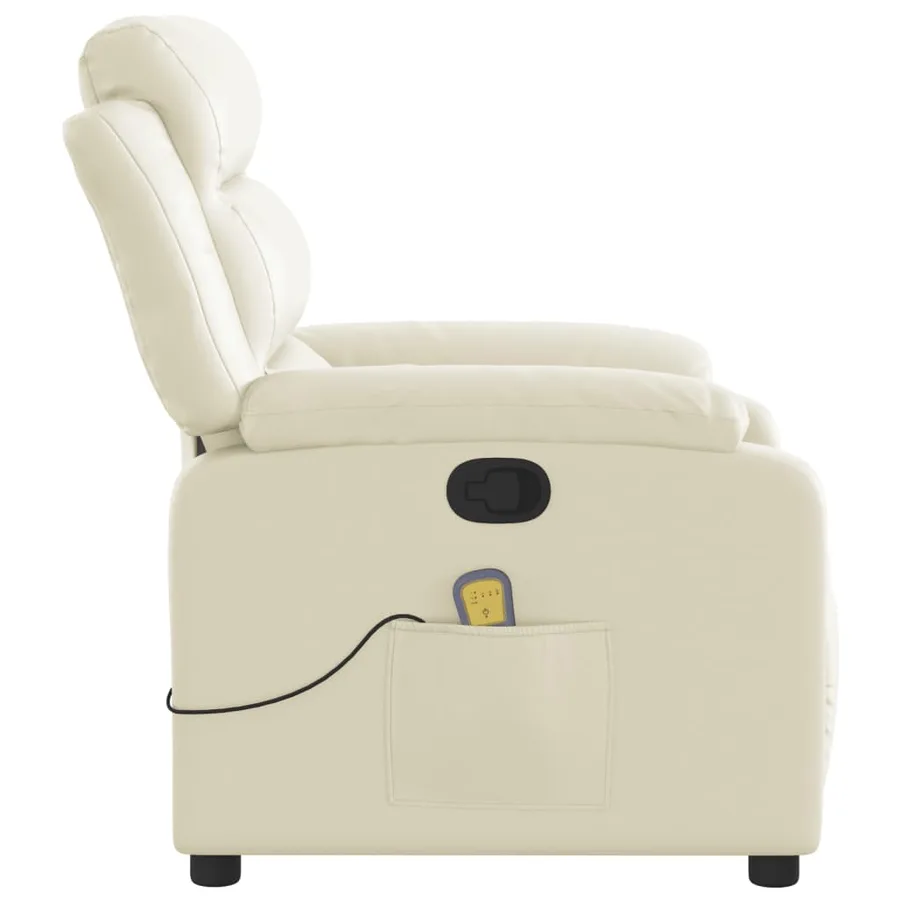 Fauteuil de massage inclinable crème similicuir - 8