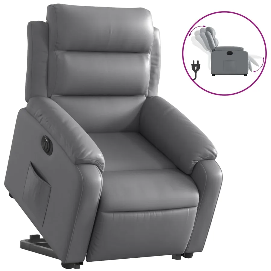 Fauteuil inclinable électrique gris similicuir - 2