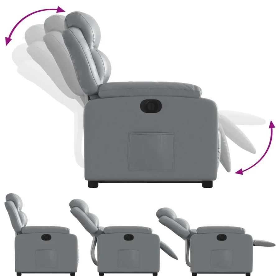 Fauteuil inclinable électrique gris similicuir - 7