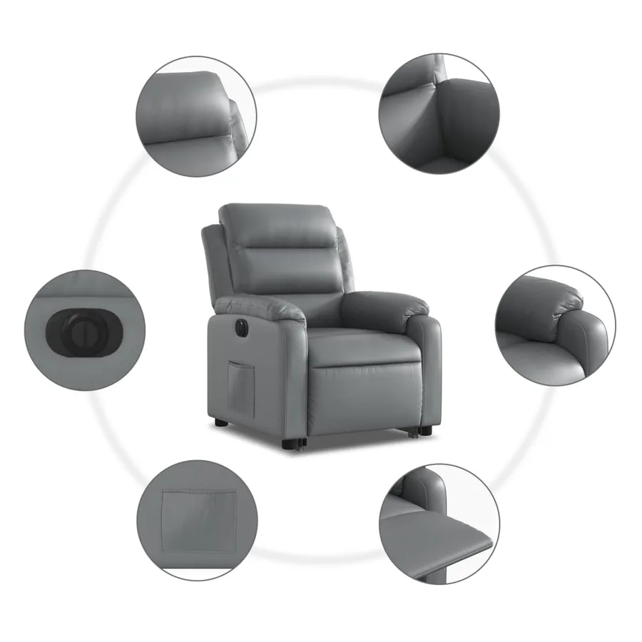 Fauteuil inclinable électrique gris similicuir - 8