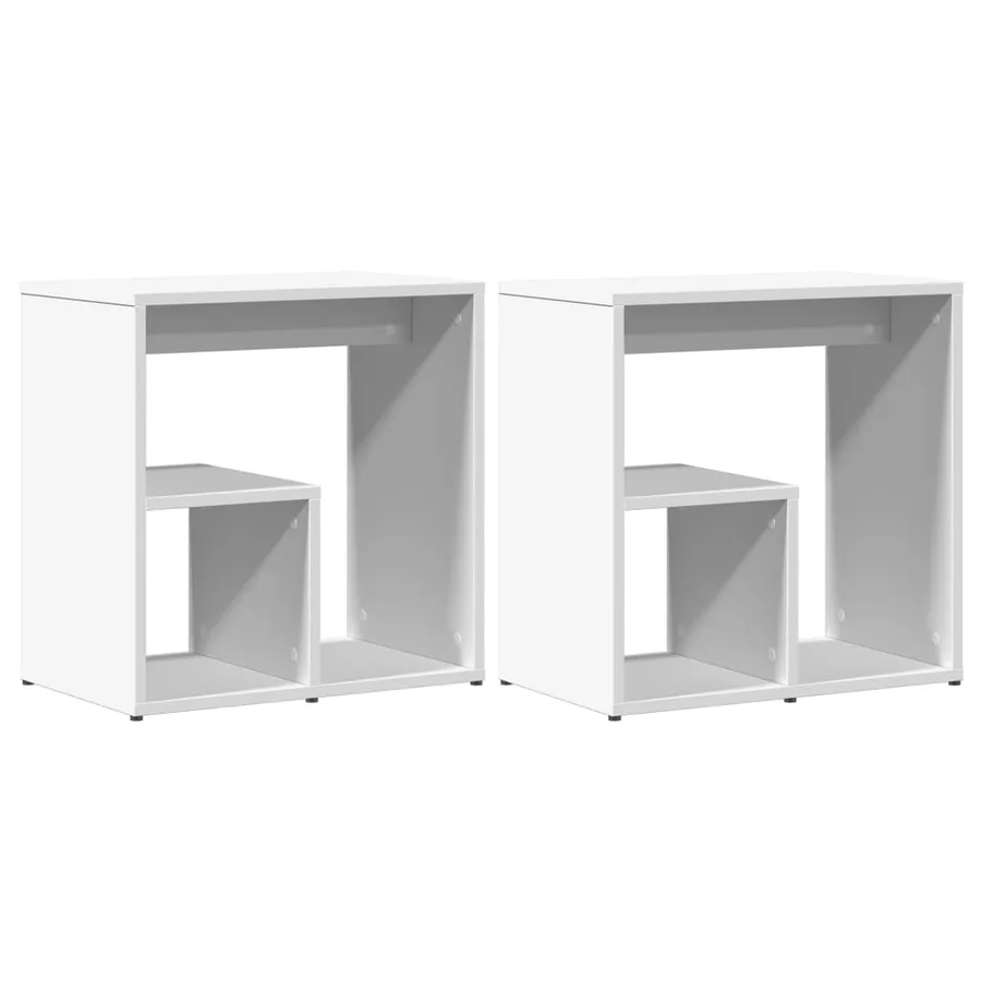 Tables d'appoint 2 pcs blanc 50x30x50 cm bois d’ingénierie - 2