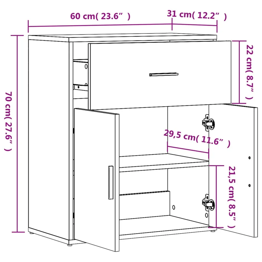 Buffet chêne sonoma 60x31x70 cm bois d'ingénierie - 10