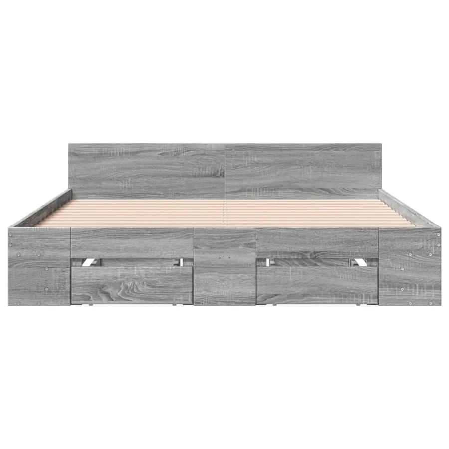Cadre de lit avec tiroirs sans matelas sonoma gris 160x200 cm - 4