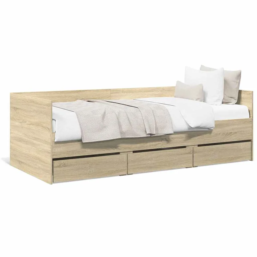 Lit de jour avec tiroirs sans matelas chêne sonoma 90x200 cm - 2