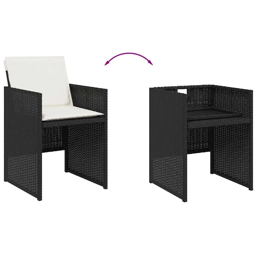 Ensemble à manger de jardin 17 pcs coussins noir résine tressée - 5