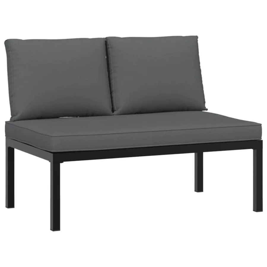 Salon de jardin 3 pcs avec coussins noir aluminium - 5