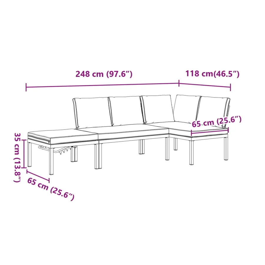 Salon de jardin 3 pcs avec coussins noir aluminium - 9