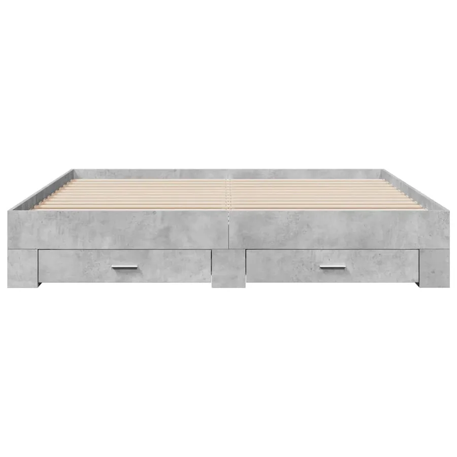 Cadre de lit avec tiroirs sans matelas gris béton 180x200 cm - 4