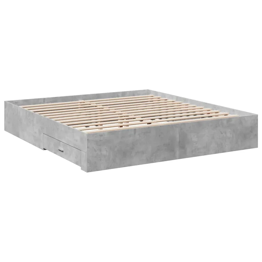 Cadre de lit avec tiroirs sans matelas gris béton 180x200 cm - 6