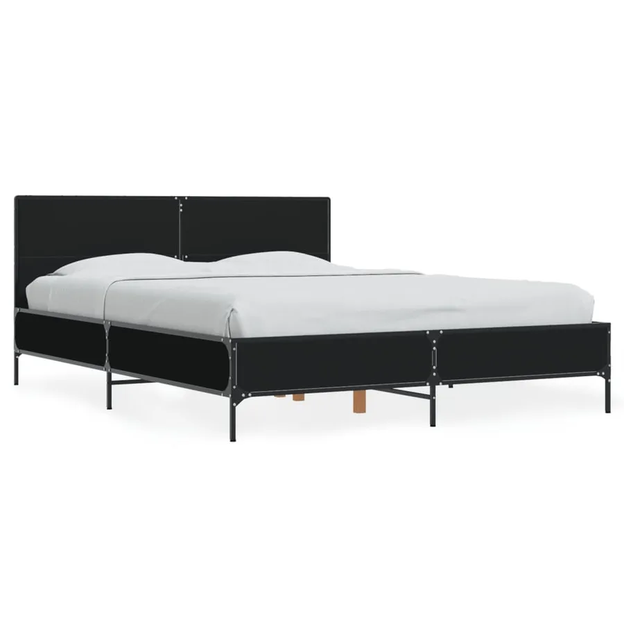 Cadre de lit sans matelas noir 140x200 cm - 2