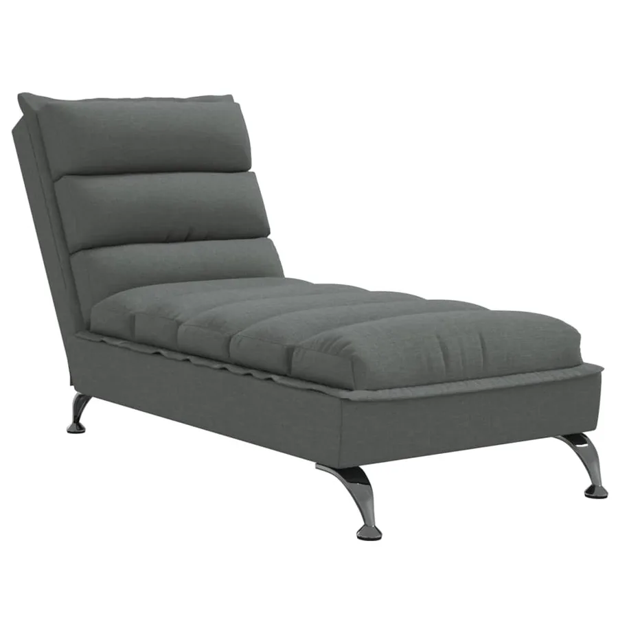 Chaise longue avec coussins gris foncé tissu - 2