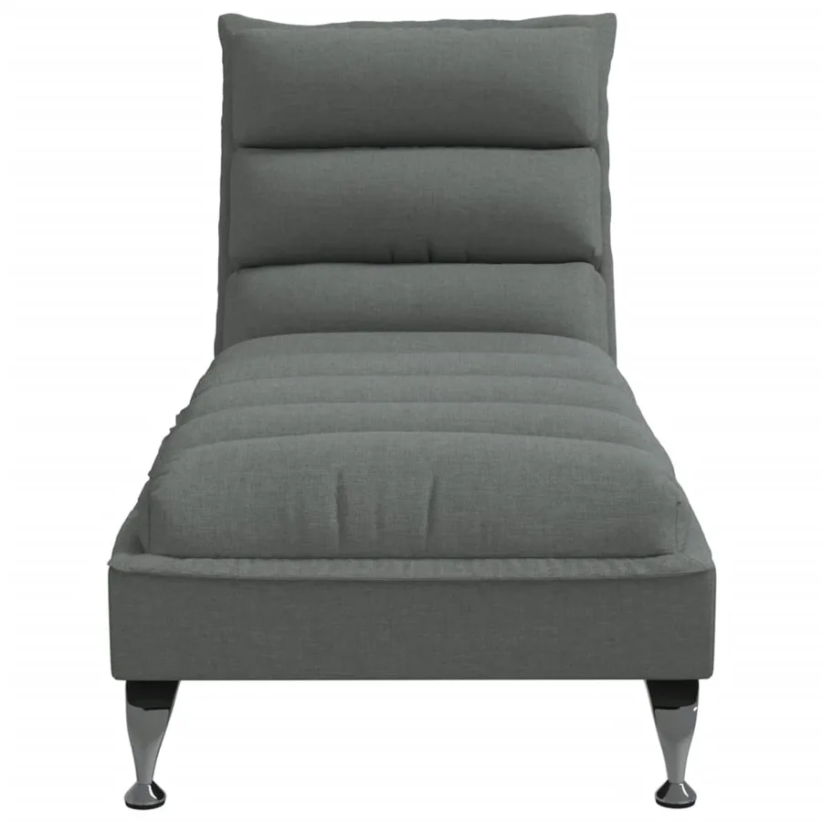 Chaise longue avec coussins gris foncé tissu - 4