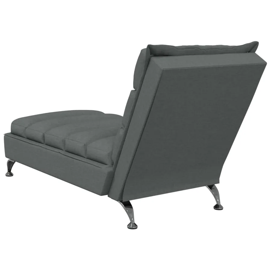 Chaise longue avec coussins gris foncé tissu - 6