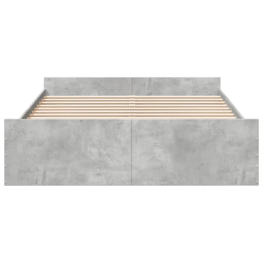 Cadre de lit avec tiroirs sans matelas gris béton 160x200 cm - 4