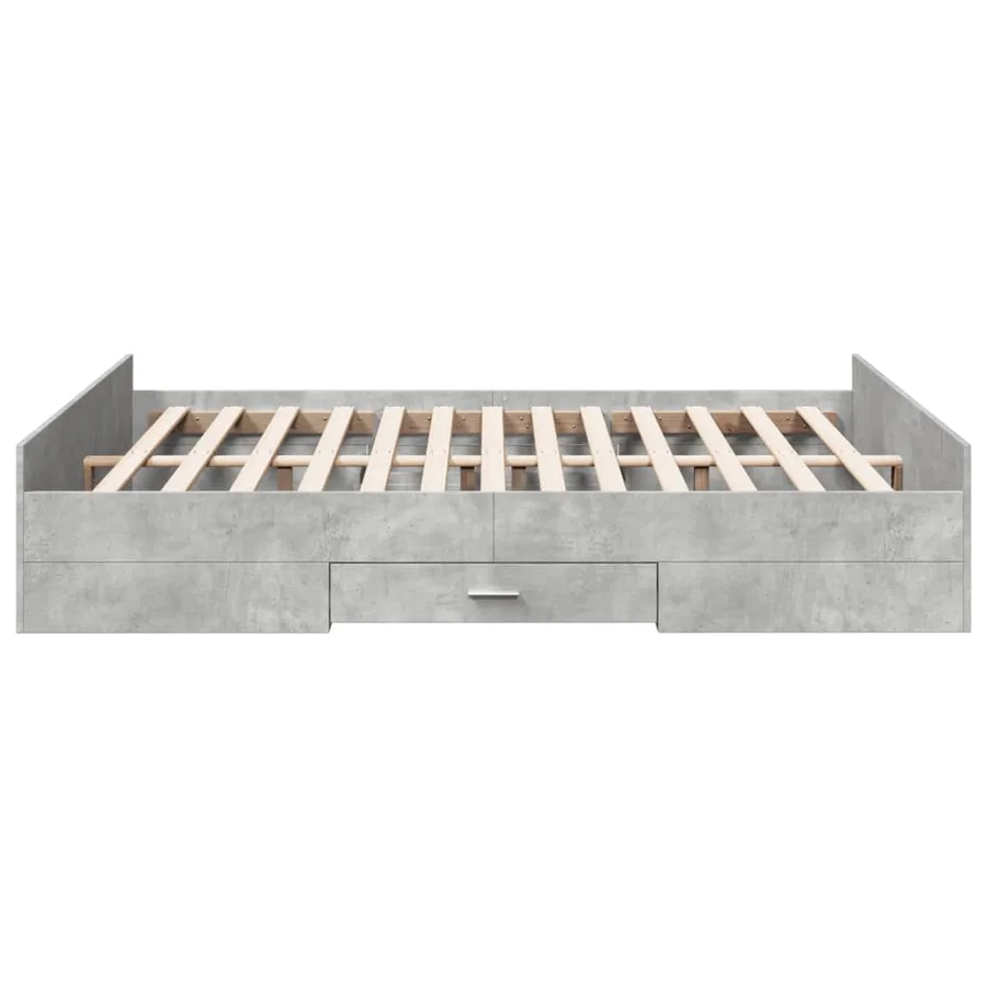 Cadre de lit avec tiroirs sans matelas gris béton 160x200 cm - 5