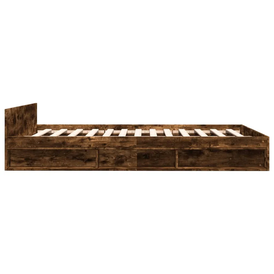 Cadre de lit avec tiroirs sans matelas chêne fumé 150x200 cm - 5
