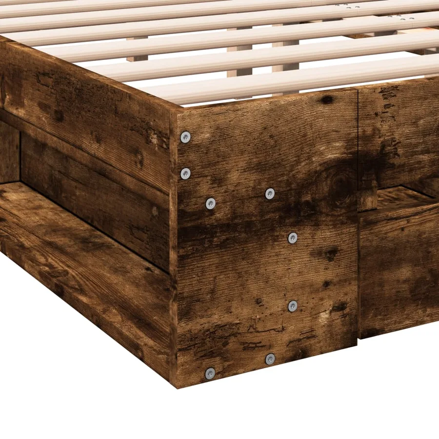 Cadre de lit avec tiroirs sans matelas chêne fumé 150x200 cm - 8