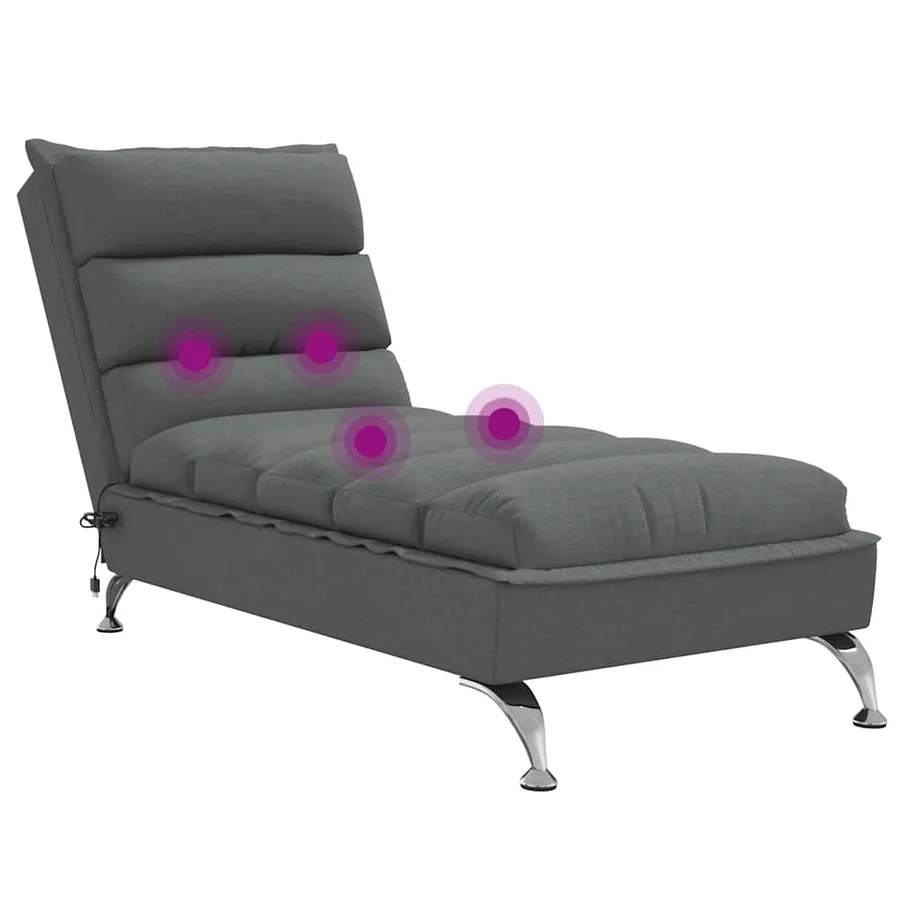 Chaise longue de massage avec coussins gris foncé tissu - 7