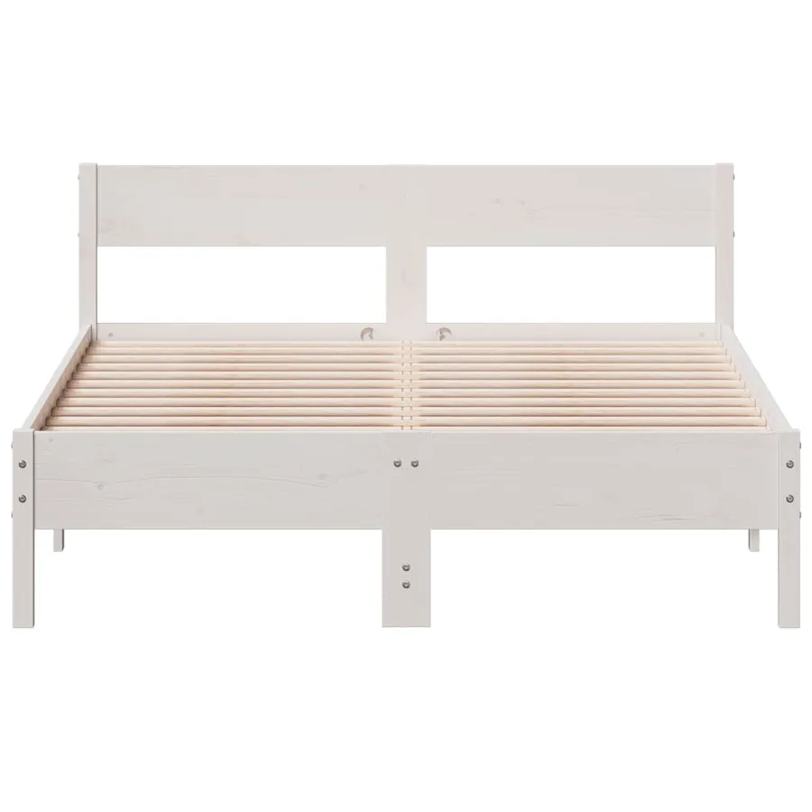 Cadre de lit sans matelas blanc 135x190 cm bois de pin massif - 4