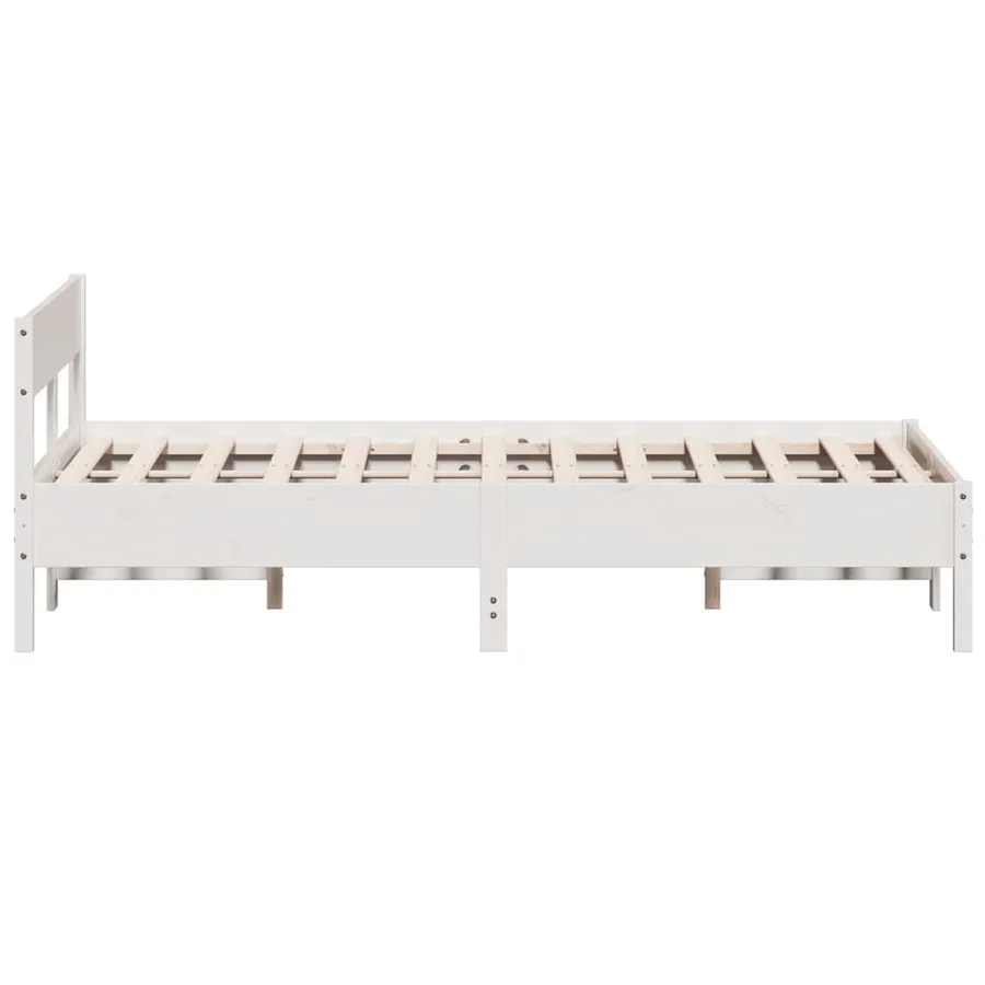 Cadre de lit sans matelas blanc 135x190 cm bois de pin massif - 5