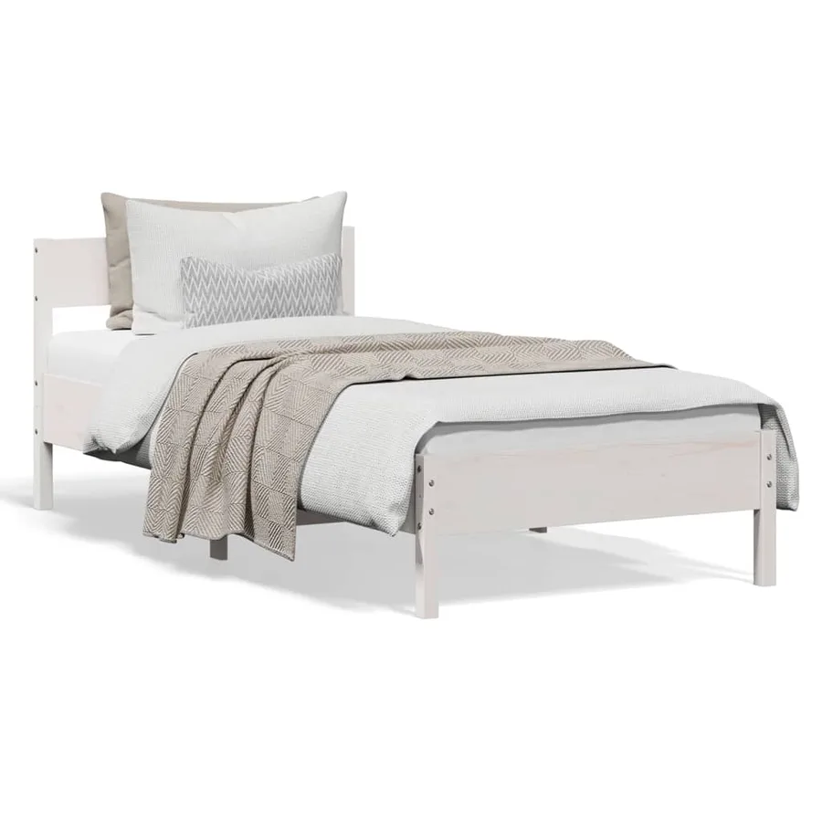 Cadre de lit sans matelas blanc 100x200 cm bois de pin massif - 2