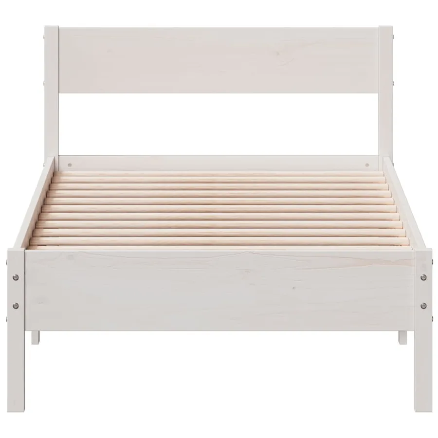 Cadre de lit sans matelas blanc 100x200 cm bois de pin massif - 4