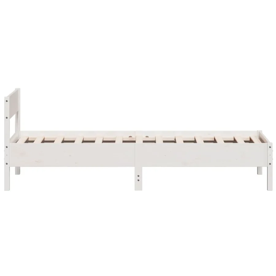 Cadre de lit sans matelas blanc 100x200 cm bois de pin massif - 5