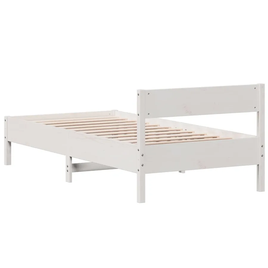 Cadre de lit sans matelas blanc 100x200 cm bois de pin massif - 6