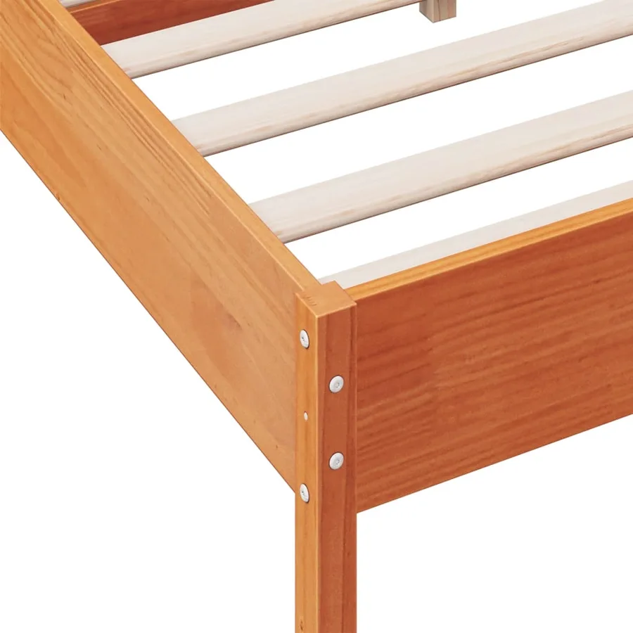 Cadre de lit sans matelas cire marron 135x190cm bois pin massif - 7