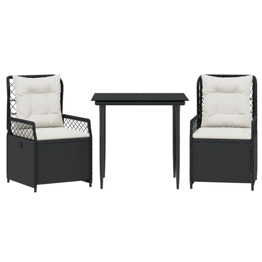 Ensemble à manger de jardin avec coussins 3 pcs Noir - 2