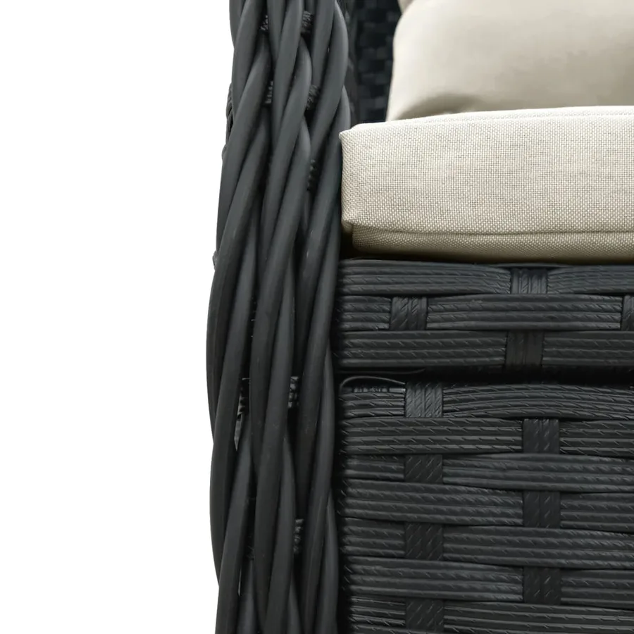 Ensemble à manger de jardin avec coussins 3 pcs Noir - 6