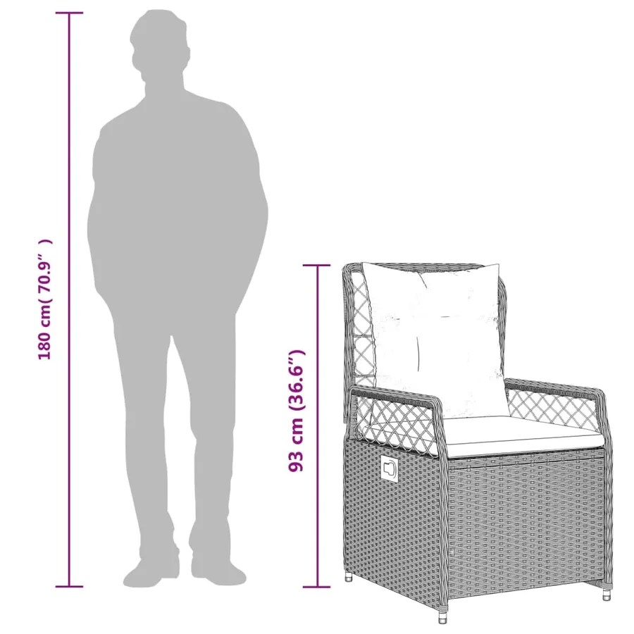 Ensemble à manger de jardin avec coussins 3 pcs Noir - 9