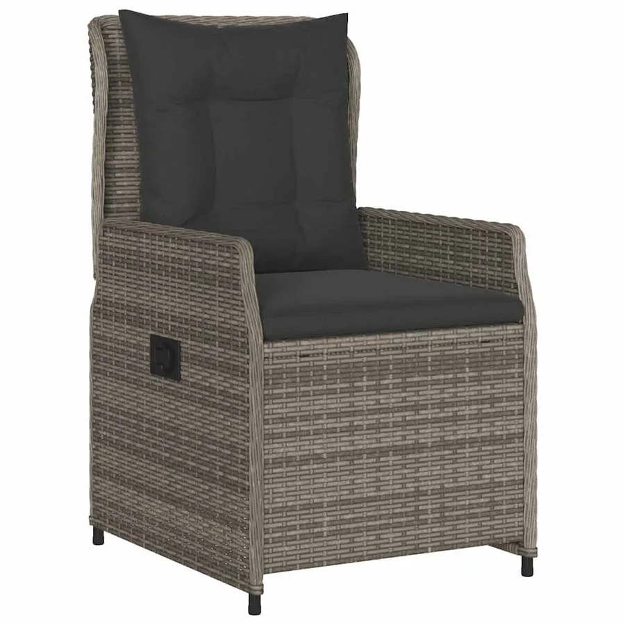 Ensemble à manger de jardin 9 pcs coussins gris résine tressée - 3