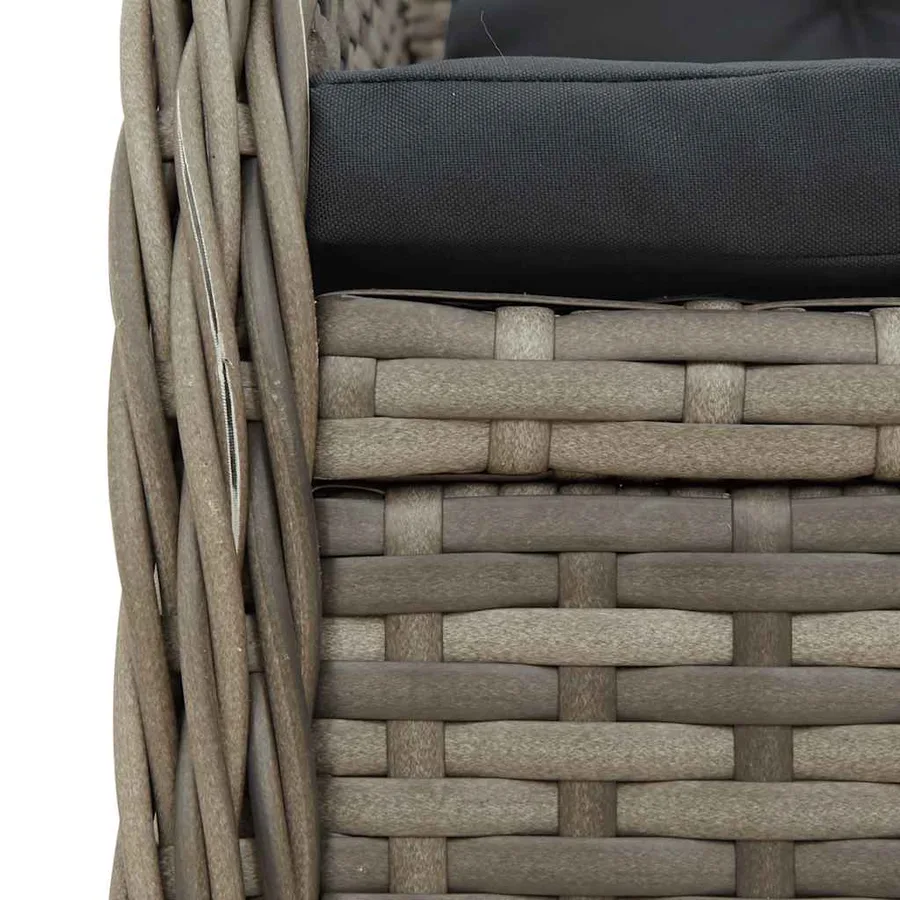 Ensemble à manger de jardin 9 pcs coussins gris résine tressée - 6
