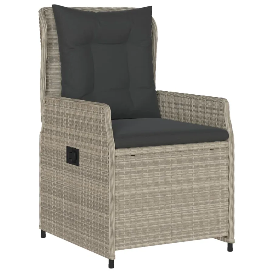 Ensemble à manger de jardin 3pcs coussins gris clair poly rotin - 3