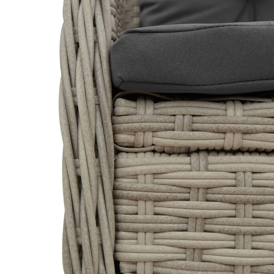 Ensemble à manger de jardin 3pcs coussins gris clair poly rotin - 6