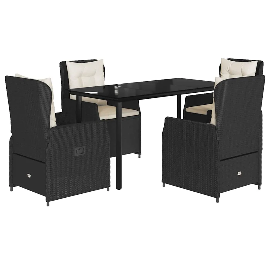 Ensemble à manger de jardin coussins 5pcs Noir Résine tressée - 2