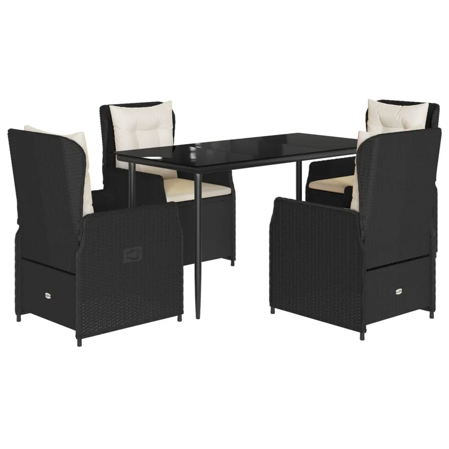 Ensemble à manger de jardin coussins 5pcs Noir Résine tressée - 2