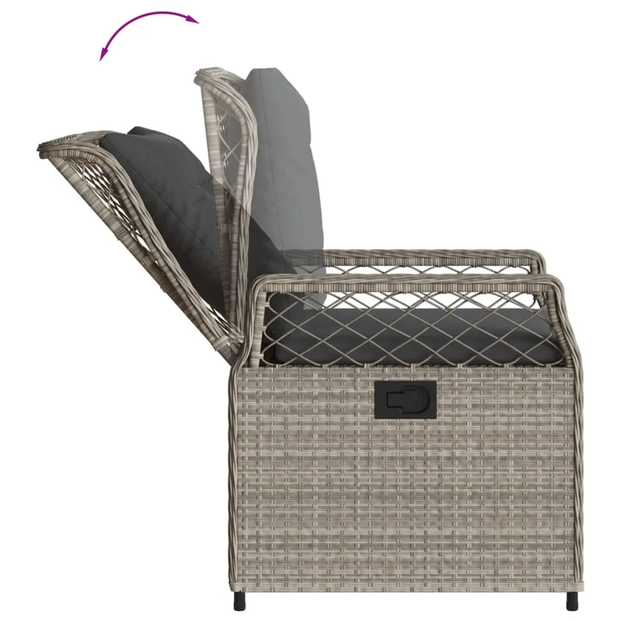 Ensemble à manger de jardin et coussins 7 pcs gris clair rotin - 5