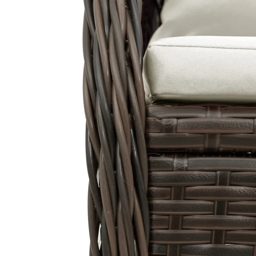 Ensemble à manger de jardin 5 pcs et coussins marron poly rotin - 6
