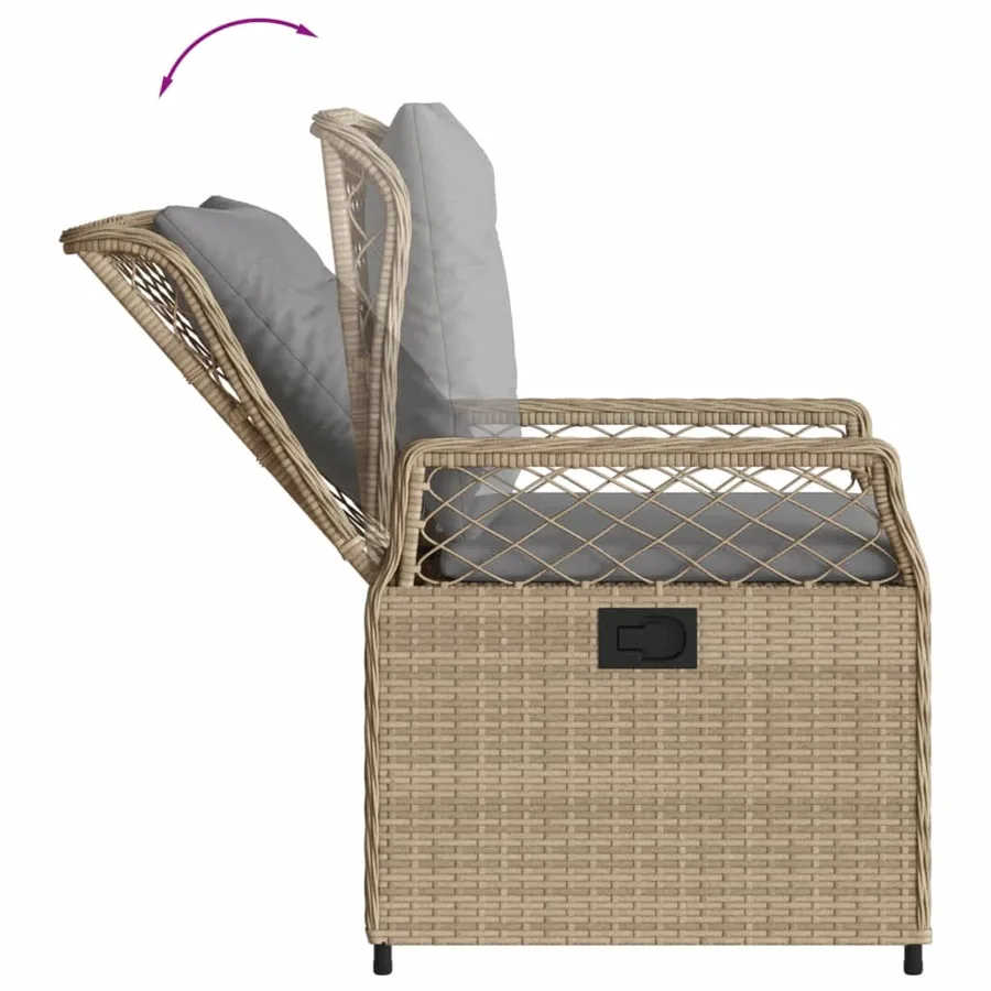 Ensemble à manger de jardin avec coussins 5pcs Beige poly rotin - 5