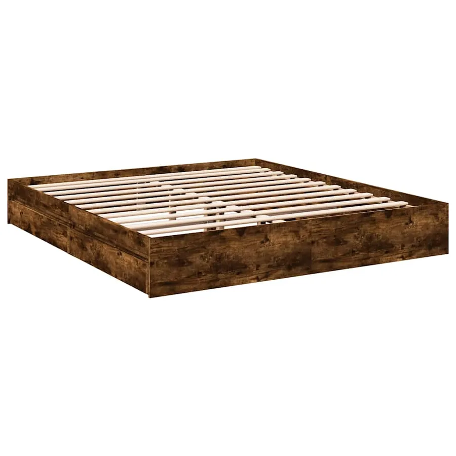 Cadre de lit avec tiroirs sans matelas chêne fumé 180x200 cm - 3