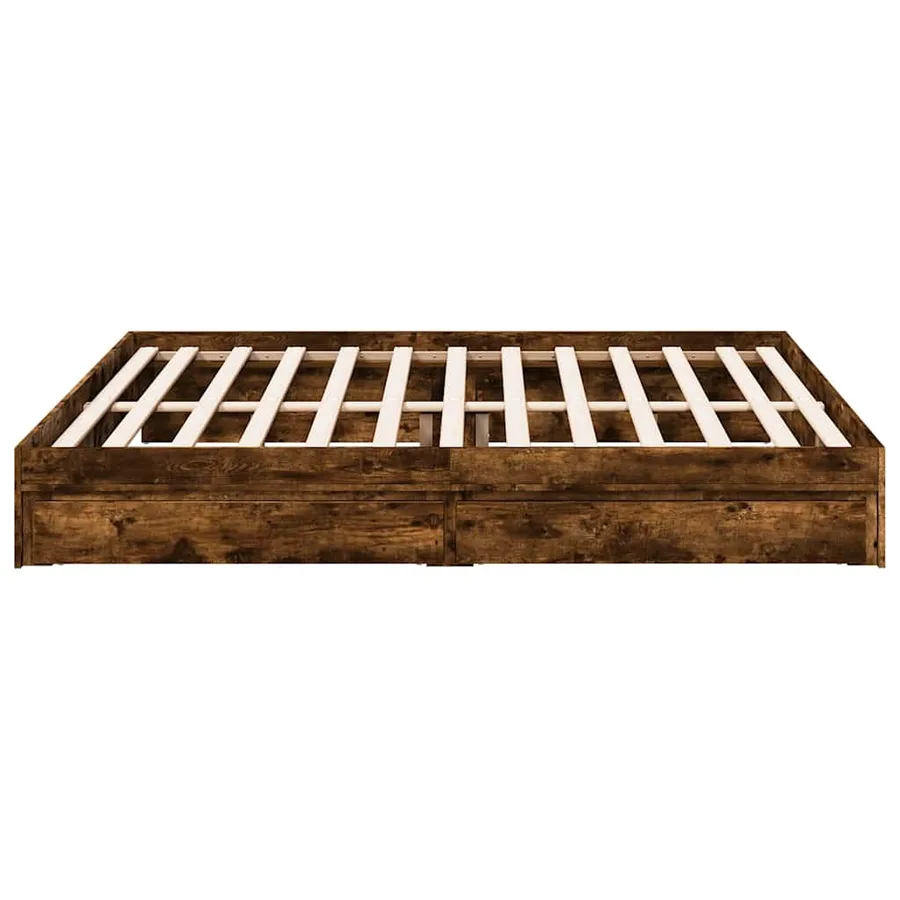 Cadre de lit avec tiroirs sans matelas chêne fumé 180x200 cm - 5