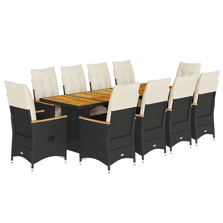 Ensemble de bistro de jardin 11 pcs coussins noir poly rotin - 2
