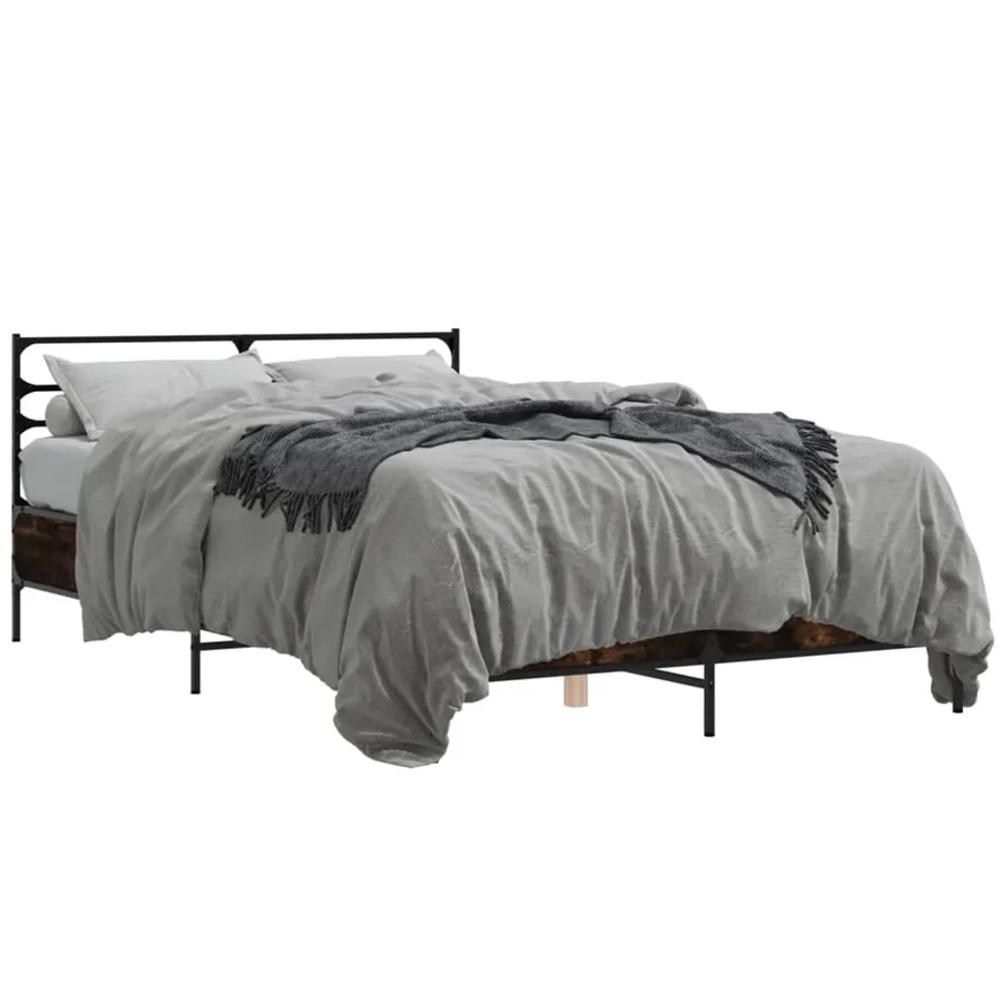 Cadre de lit sans matelas chêne fumé 135x190 cm - 2