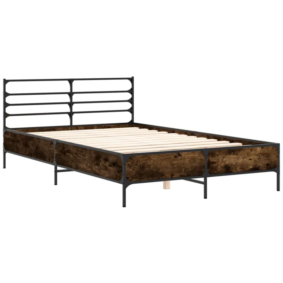 Cadre de lit sans matelas chêne fumé 135x190 cm - 3
